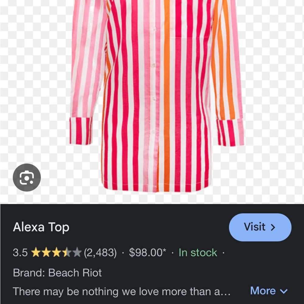 Beach Riot Striped Shirt - Pink, Red, and Orange